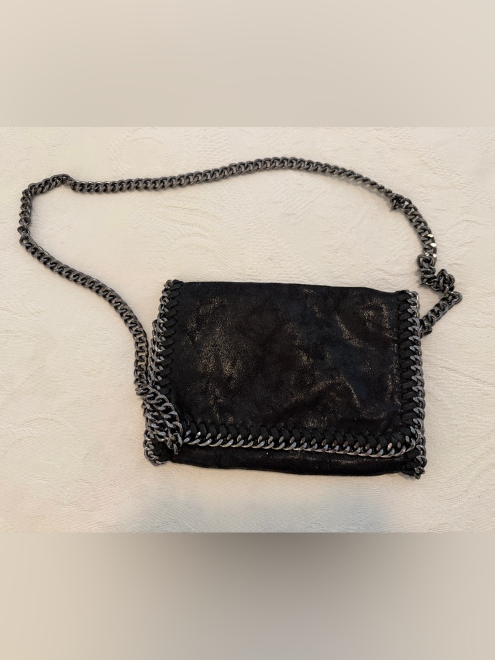Black Chain-Trim Women’s Crossbody Bag